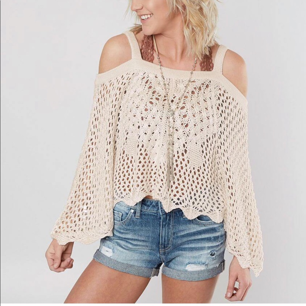 Detailed weave open back sweater